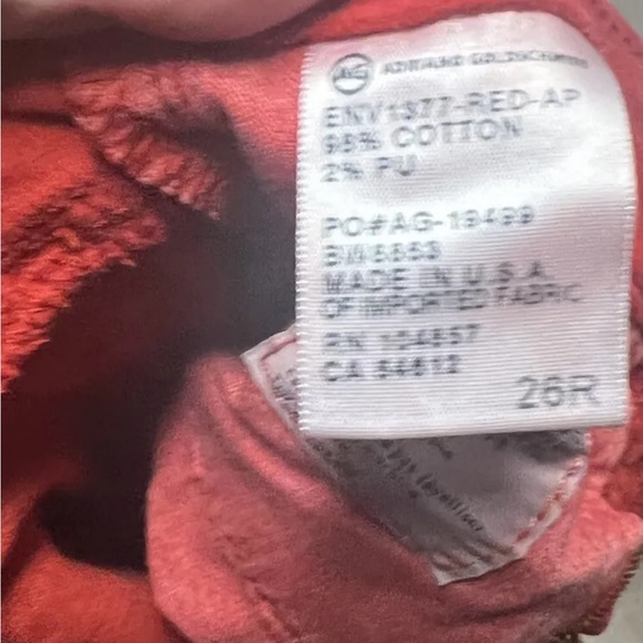 AG Adriano Goldschmied (26R) Red Cords Slim Straight Leg The Stevie Ankle Pants - Picture 6 of 6